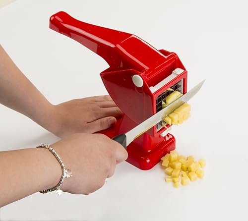Rigamonti 496111 TRANCIAPATATE MM.9X9 M.Chips, Corpo in Polipropilene Lame griglia in Acciaio Inox indurito Piedini in Silicone, True Red