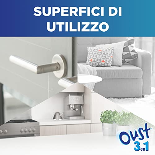 Oust 3 in 1 Spray Elimina Odori Disinfettante per Tessuti d'Arredo e Superfici, Uccide il 99,9% dei Batteri, 1 Confezione da 400ml