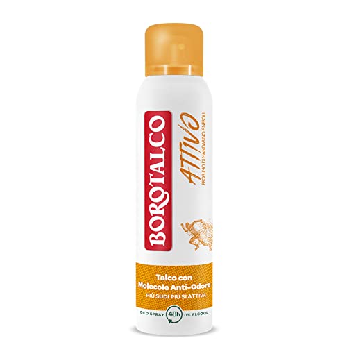 Borotalco, Deodorante Spray Attivo, Formula Senza Alcool e con Talco con Molecole Anti-Odore, Efficacia Fresca, 48h di Efficacia - 1 Flacone da 150 ml