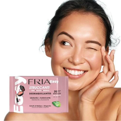 Fria Easy Salviette Struccanti, con Estratti di Melissa e Magnolia ad Effetto Idratante e Addolcente sulla Pelle, Dermatologicamente Testate, Confezione da 20 Salviette