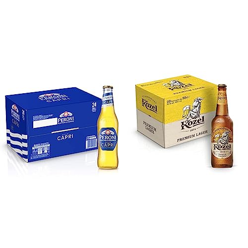 Peroni Nastro Azzurro Stile Capri, Cassa Birra con 24 Bottiglie da 33 cl, Lager a Bassa Fermentazione con Note di Limone e Foglie di Ulivo, Gusto Leggero e Fragrante, Gradazione Alcolica 4.2% Vol