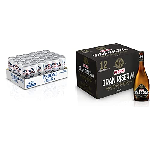 Peroni Nastro Azzurro, Cassa Birra con 24 Lattine di Birra da 33 cl, Birra Premium Lager a Bassa Fermentazione, Gusto Rinfrescante e Rigenerante, Gradazione Alcolica 5% Vol