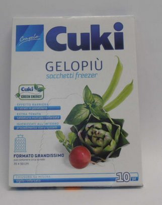 Cuki Sacchetti GeloPiù Grandissimo 35 x 50 cm, 10 Pezzi, Riutilizzabile, Zip, Trasparente, Polietilene (PE)