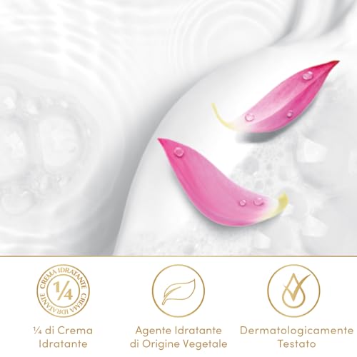 Dove Bagnodoccia, Idratante Dermo-Naturale, 1/4 Crema Idratante, Dermatologicamente Testato, Bagnoschiuma Uomo e Donna, 100% Bottiglia Riciclata, 6 pezzi