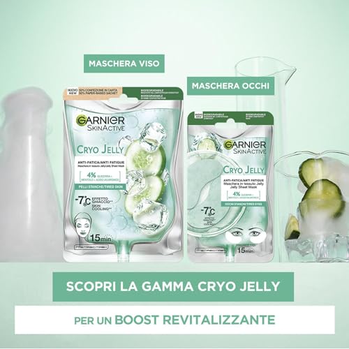 Garnier SkinActive Maschera Occhi Hyaluronic Cryo Jelly, Anti-Fatica con Acido Ialuronico, Mentolo e Glicerina, Formula Effetto Ghiaccio, 5 g