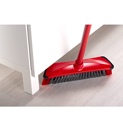 Vileda 3Action Scopa per Interni con 3 Diverse Setole, Rosso - Grigio, 28 x 14 x 4 Cm