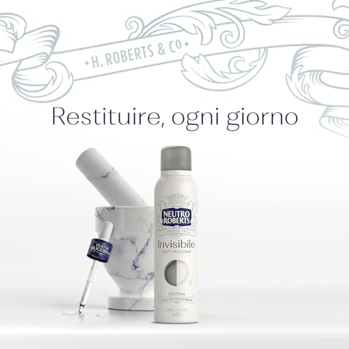 Neutro Roberts, Deodorante Spray Invisible, Zero Alcol, Zero Macchie, Con Puro Olio di Glicerina, Deodorante Uomo e Donna, Dermatologicamente testato, 150 ml, 48h
