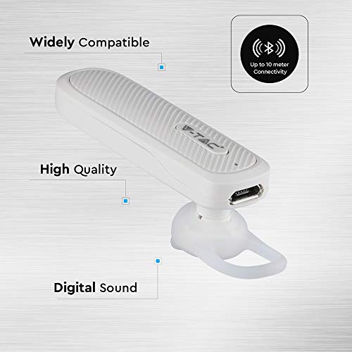 V-TAC Auricolare Bluetooth senza fili Chiamata a mani libere con tecnologia vocale nitida, design confortevole con controlli facili per una lunga durata della batteria audio