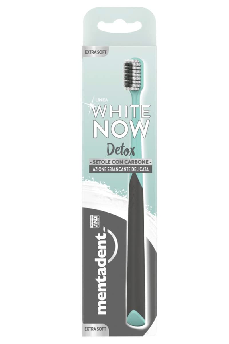Mentadent Spazzolino White Now Detox, setole con carbone, extra soft
