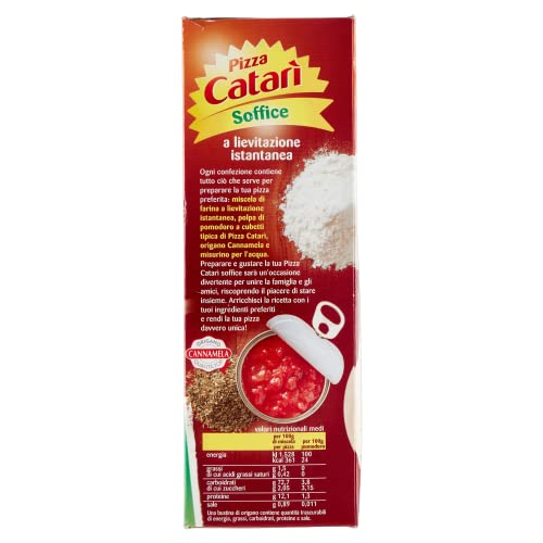 Catarì Pizza Preparato per Pizza Soffice, a Lievitazione Istantanea, con Miscele per la Base, Polpa di Pomodoro e Bustina di Origano