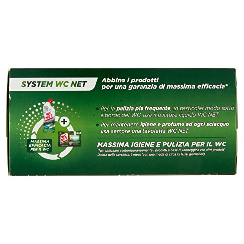 Wc Net - Tavoletta Profumoso Igiene Continua, Detergente Igienizzante Solido per WC, Azione Anticalcare e Profumo Intenso, Fragranza Mountain Fresh, 4 Pezzi