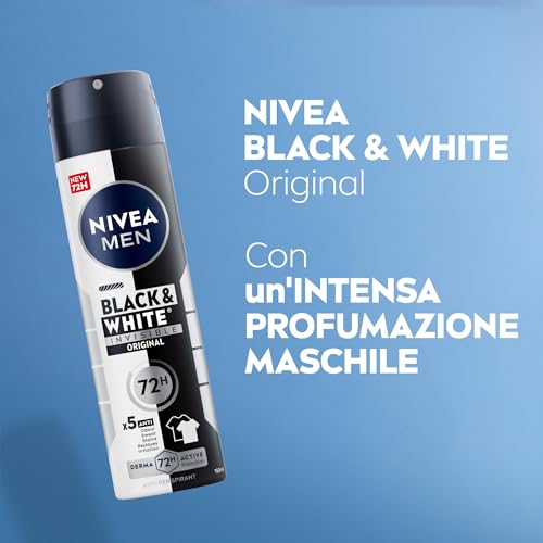 NIVEA Black & White Invisible Original Anti-Perspirant Deodorant Spray Pack Of 6 (6 x 250 ml), 48hr Deodorant For Women, No Stain Anti-Perspirant Spray For Women