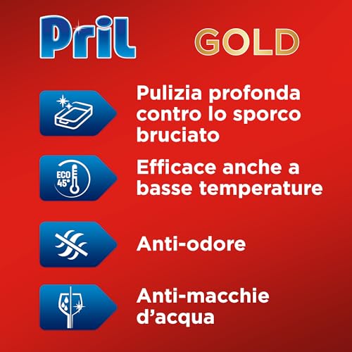 Pril Gold Tabs 10 Azioni, Detersivo per Lavastoviglie, Pulisce a Fondo Anche i Residui Ostinati, Confezione da 20 Tabs