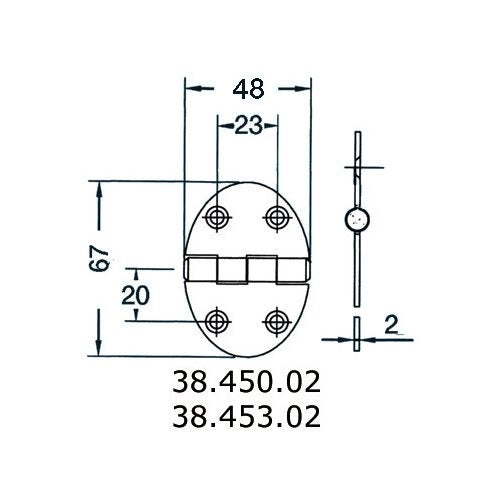 OSCULATI Cerniera 35x51mm 1,5mm Viti
