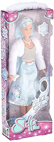 Simba Steffi Love Ice Glam 105733491 - Bambola moderna con giacca di pelliccia e gonna a doppio strato con fiocchi di neve, con accessori