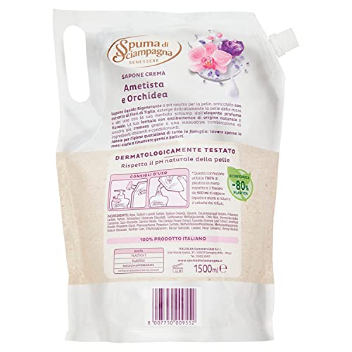 Spuma Di Sciampagna Ecoricarica Sapone Liquido Mani Latte Di Mandorla E Burro Di Karitè - 1500 Ml