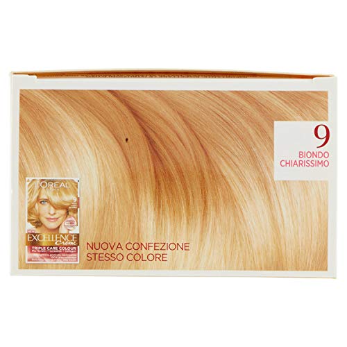 l'Oréal Paris Excellence Crema Colorante Triplo Trattamento Avanzato, 9 Biondo Chiarissimo - 1 Pacco