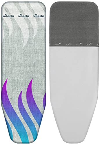 Vileda Total Reflect Telo da Stiro, Copriasse da Stiro Universale, Imbottito, con Elastico, in Tessuto, Grigio, 120–130 x 38-45 cm