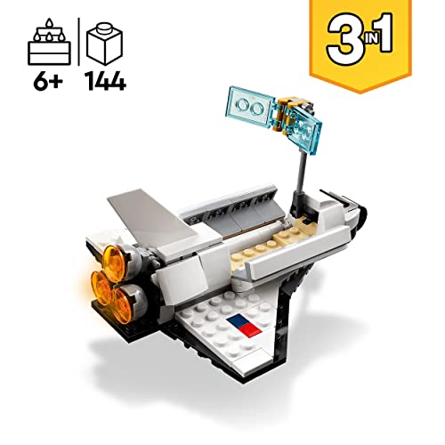 Lego 31134 Creator 3in1 Spaceshuttle Spielzeug zum Astronauten zum Raumschiff, Konstruktionsspielzeug für Kinder, Jungen, Mädchen ab 6 Jahren, kreative Geschenkidee