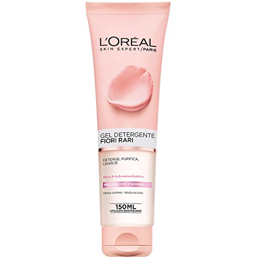 L'ORÉAL Gel Detergente Fiori Rari, Deterge e Idrata la Pelle, per Pelli Secche e Sensibili,