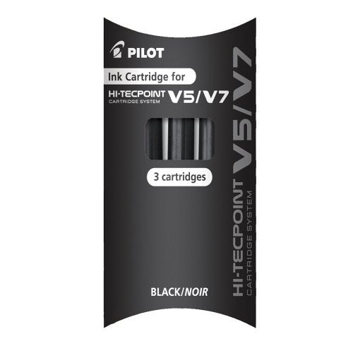 Pilot BXS-IC-B-S3 - Pack de 3 recambios V5/ V7, color negro