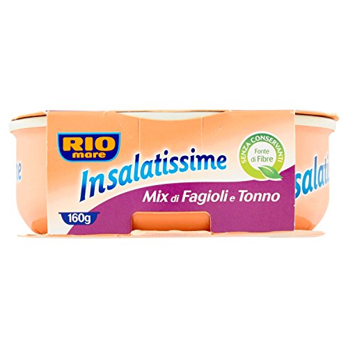 Rio Mare Insalatissime Mix di Fagioli e Tonno Pinne Gialle con Carote, Peperoni e Olive, Senza Conservanti, 6 Lattine da 160 g