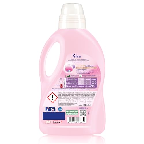 Perlana Detersivo Delicati (8 confezioni da 28 lavaggi), Detersivo lavatrice liquido per lana, seta e delicati, Detersivo delicati per effetto cashmere e fibre rinnovate