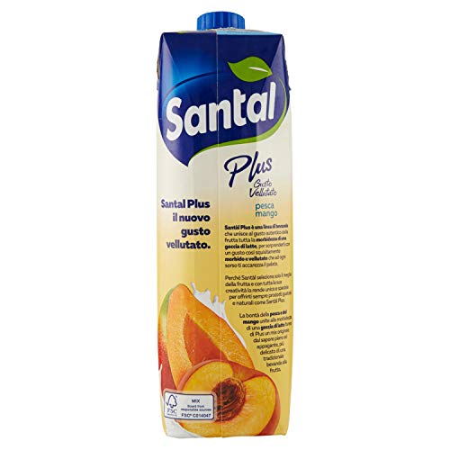 Santal - Plus, Bevanda Analcolica, Pesca e Mango - 12 pezzi da 1 l [12 l]