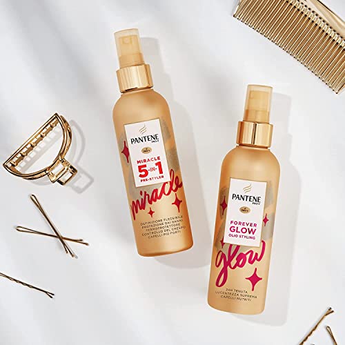 Pantene Pro-V Forever Glow Olio Styling Per Capelli, Tenuta 24h, Lucentezza Suprema, Capelli Nutriti, Blocca Il Crespo, Trattamento Senza Risciacquo, 200ml