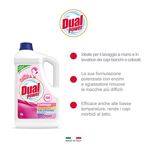 Dual Power Detersivo Lavatrice e a Mano per Bianchi e Colorati - Rimuove le Macchie più Difficili - per 100 Lavaggi