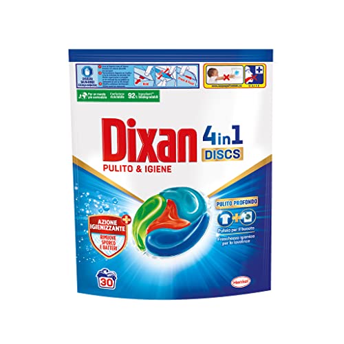 Dixan Discs Igiene, Detersivo Lavatrice in Capsule, Confezione da 5 x 30 lavaggi