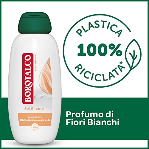 Borotalco Bagnodoccia Rinfrescante Muschio Bianco, Bagnoschiuma Corpo, Formula Rinfrescante, Freschezza Avvolgente, Effetto Borotalco sulla Pelle, Dermatologicamente Testato, Flacone da 600 ml