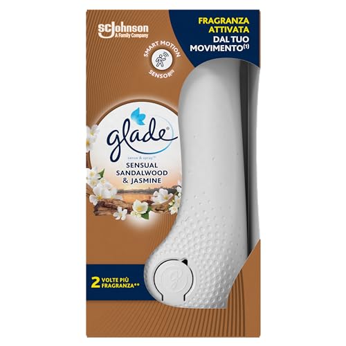 Glade Sense & Spray, Profumatore Ambiente con sensore di movimento, Fragranza Sandalo di Bali, Confezione da 1 Diffusore e 1 Ricarica