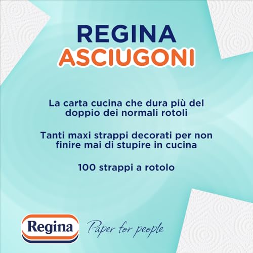 Regina Asciugoni Carta Cucina, Rotoli a 2 veli, 100 strappi per rotolo