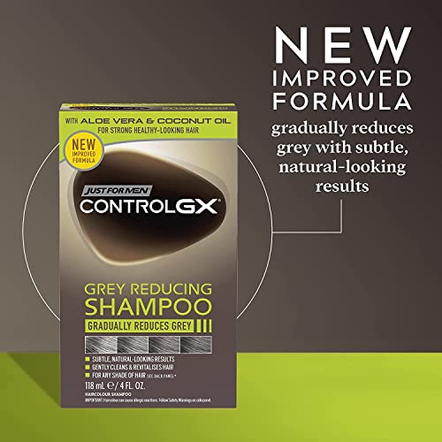 Just For Men Control GX Grey Reducing Shampoo per capelli grigi e nuova formula migliorata tutte le da ml tonalità