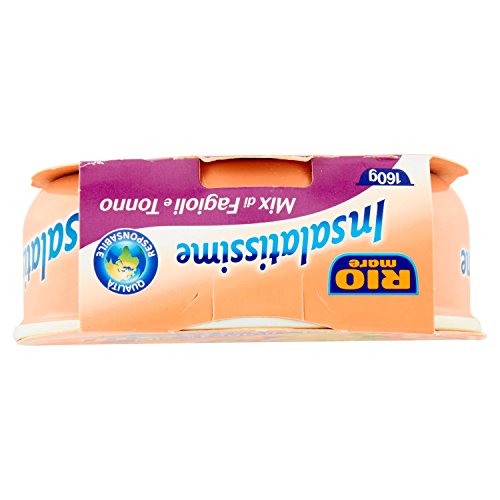 Rio Mare Insalatissime Mix di Fagioli e Tonno Pinne Gialle con Carote, Peperoni e Olive, Senza Conservanti, 6 Lattine da 160 g