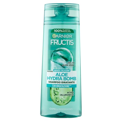 Garnier Fructis Shampoo Idratante, Per Capelli Disidratati, Con Aloe Vera, Per Capelli Sani e Districati, Aloe Hydra Bomb, 250 ml