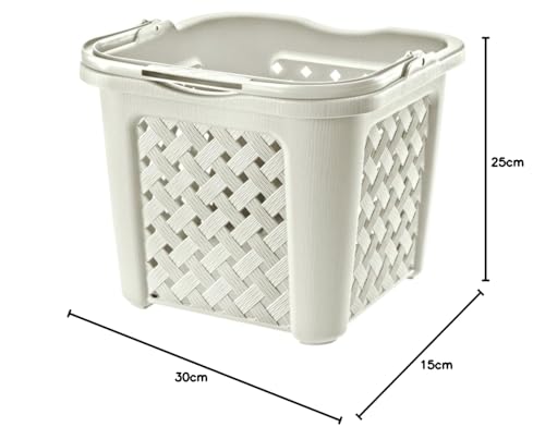 Tontarelli Cesta Baincheria Arianna con Manico Lt 25 Beige Lavabile sotto Acqua Reciclabile Plastica Rettangolare Beige