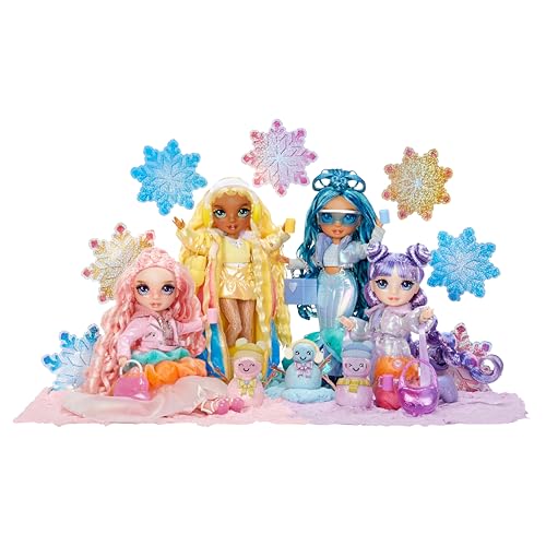 Rainbow High Winter Wonderland - Sunny (Giallo) - Bambola fashion da 28 cm, con neve magica nascosta che si gonfia con l'acqua, con kit per pupazzo di neve, Età 4-12 anni e ai collezionisti