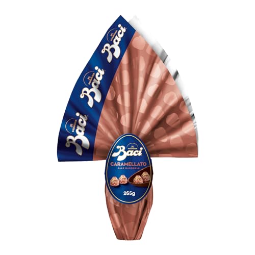 BACI PERUGINA Uovo di Pasqua 2025 Cioccolato Caramellato alle Mandorle con Sorpresa e 4 Cioccolatini 265g