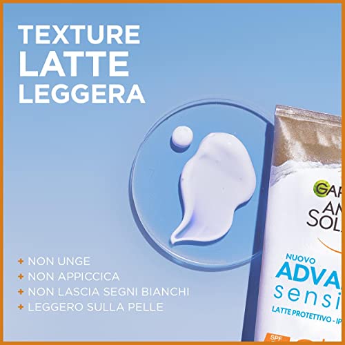 Garnier Ambre Solaire Advanced Sensitive Adulti Ceramide Protect Latte Protettivo SPF50+, 175 ml