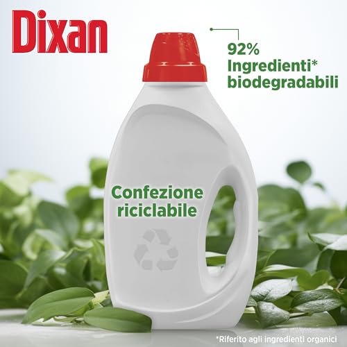 Dixan Liquido Color Detersivo Lavatrice (52 Lavaggi), Detersivo liquido lavatrice per colori vivaci, pulizia profonda del bucato e freschezza igienica per la lavatrice, Rimuove le macchie da 20°C