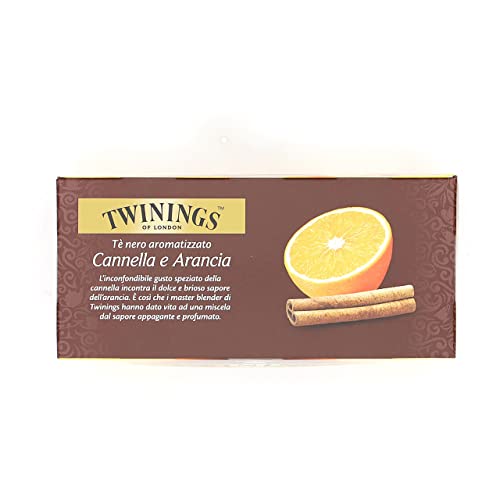 Twinings, Tè Nero Aromatizzato all'Arancia e Cannella, Sapore Avvolgente, con Caffeina, Infusi e Tisane, Confezione da 25 Filtri