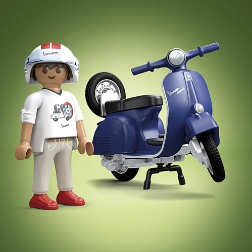 PLAYMOBIL Cars 71622 1969 Vespa 150 Sprint Veloce, blu, modello fedele per collezionisti e appassionati, comprende accessori versatili e ruota di ricambio removibile