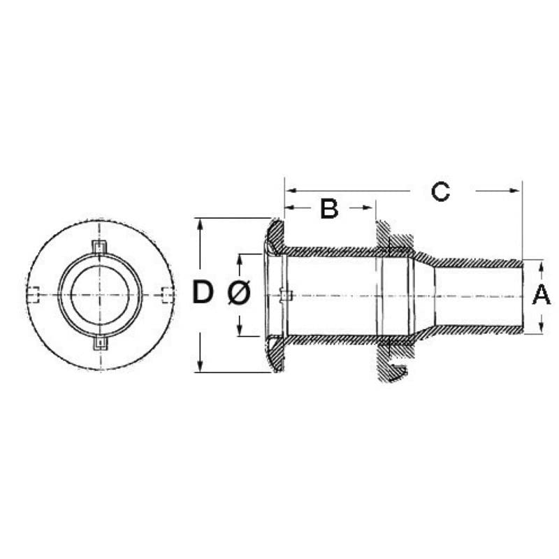 OSCULATI Scarico a Mare Inox 2 x 56 mm