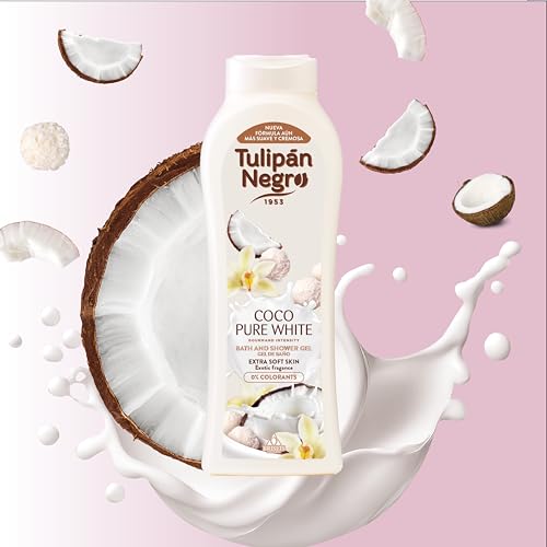 Tulipan nero, gel da bagno Coco bianco puro, la pelle particolarmente liscia, 720 ml