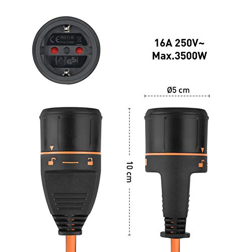 Electraline 49237 Avvolgicavo con Prolunga Elettrica da Giardino 25M 3G1 con Presa Electralock e maniglia ergonomica