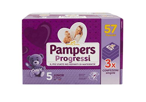 Pampers Pannolini Progressi Junior Taglia 5, 57 Pezzi - 3000 g