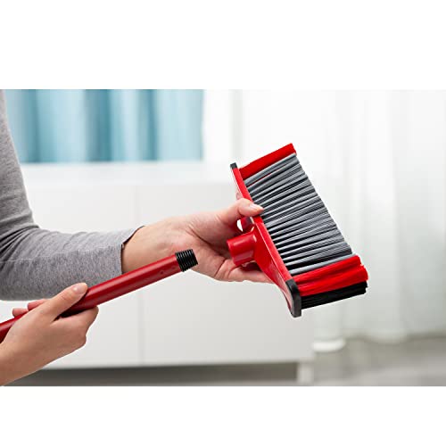 Vileda 3Action Scopa per Interni con 3 Diverse Setole, Rosso - Grigio, 28 x 14 x 4 Cm