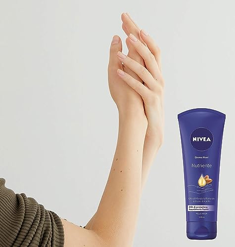 Nivea Crema Mani Nutriente in Confezione da 6 x 100 ml, Crema Nutriente Arricchita con Olio di Mandorla, Crema Profumata per le Mani dalla Formula Idratante